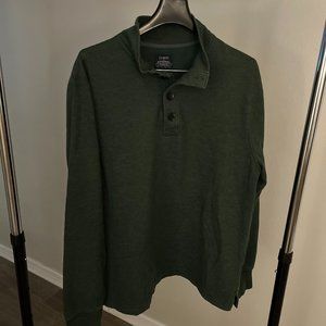 J Crew Green Fleece 1/4 4 Button Men's Shirt Size Large-Preowned